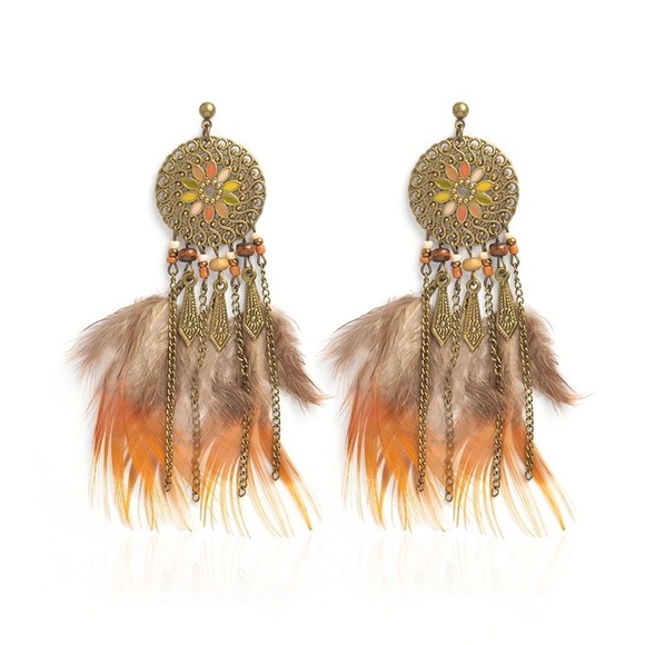 Feather Tassel Earrings - Picture 3 of 4